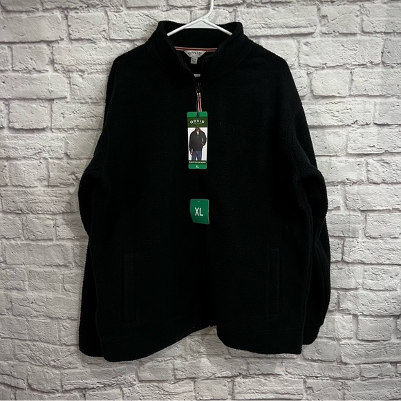 Orvis mens XL fleece full zip up jacket navy nwt pockets - Picture 1 of 8